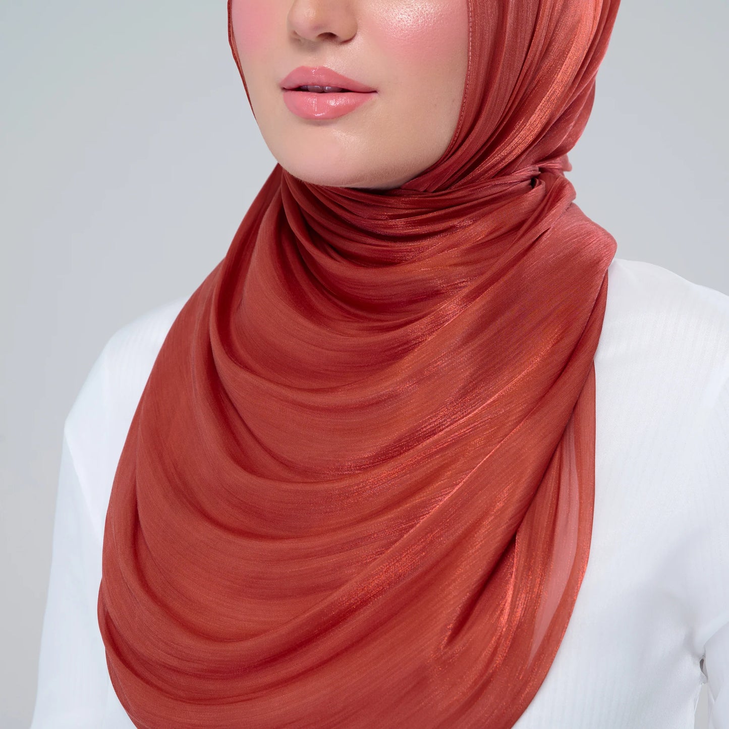 Raia Shawl | Ironless Shimmer in Brick Orange