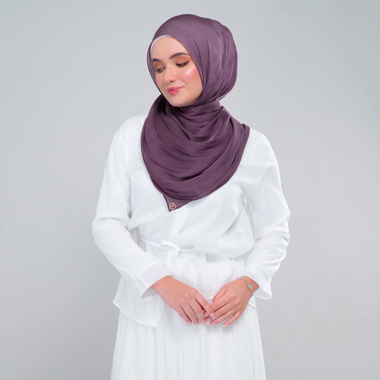 Raia Shawl | Ironless Shimmer in Dark Thistle