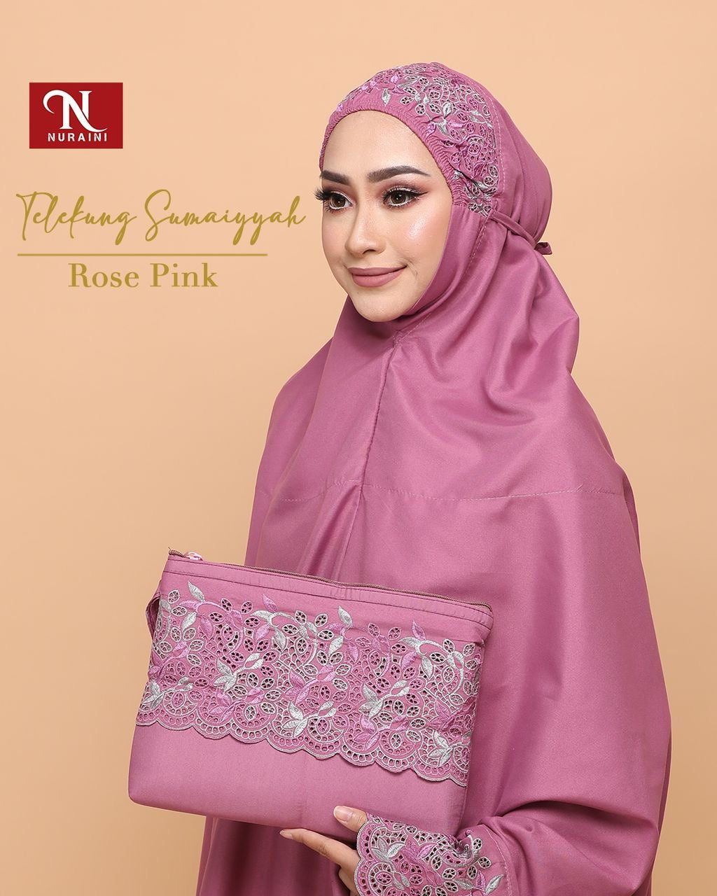 Telekung Sumaiyyah in Rose Pink
