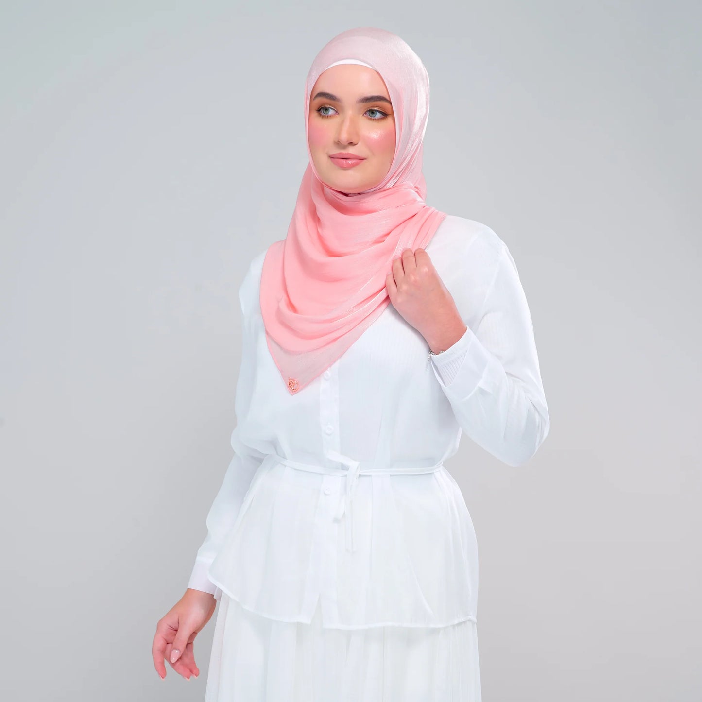 ‘NEW’ Raia Shawl | Ironless Shimmer in French Pink