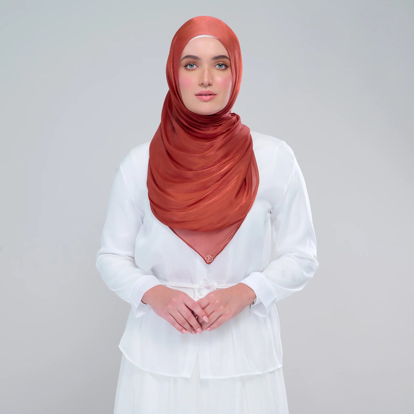 Raia Shawl | Ironless Shimmer in Brick Orange
