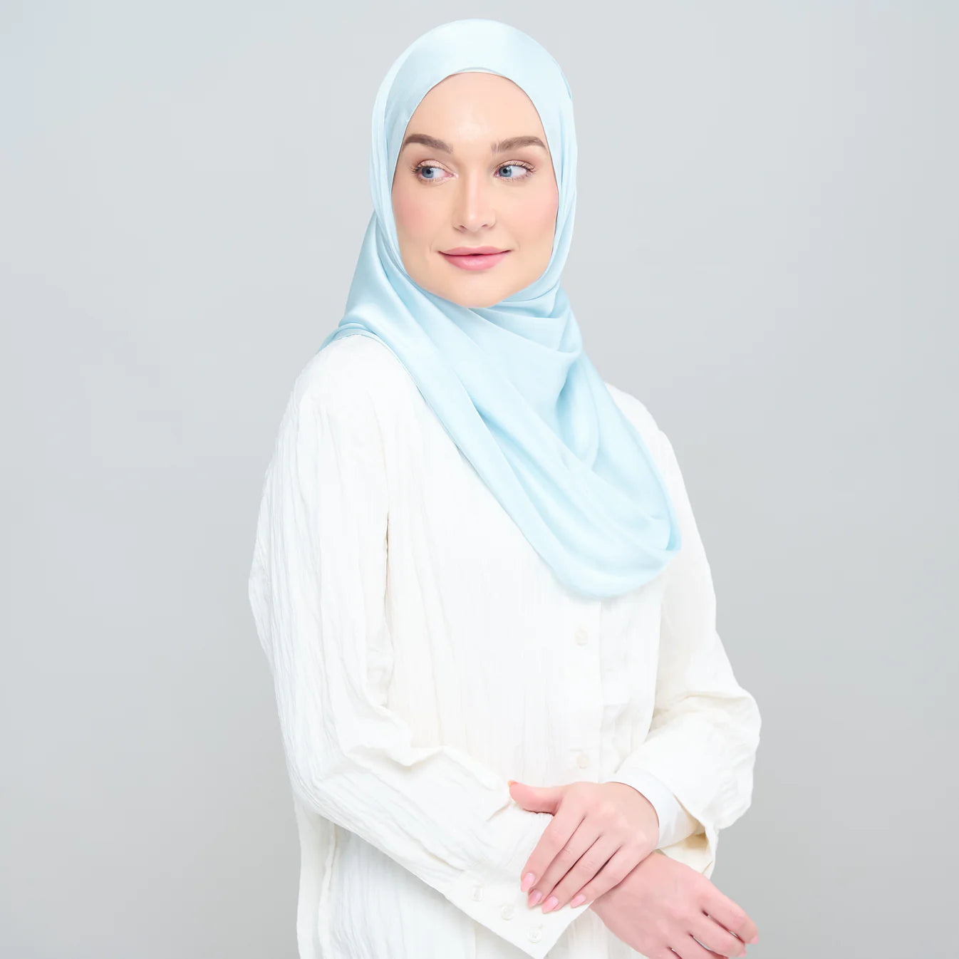 Medina Silk Shawl in Baby Blue