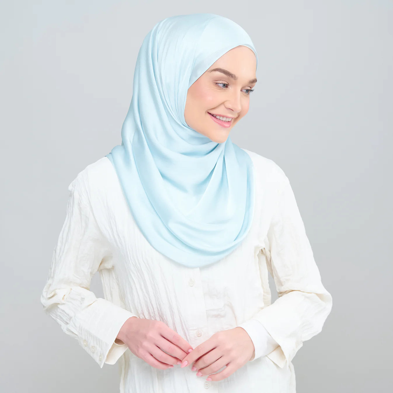 Medina Silk Shawl in Baby Blue