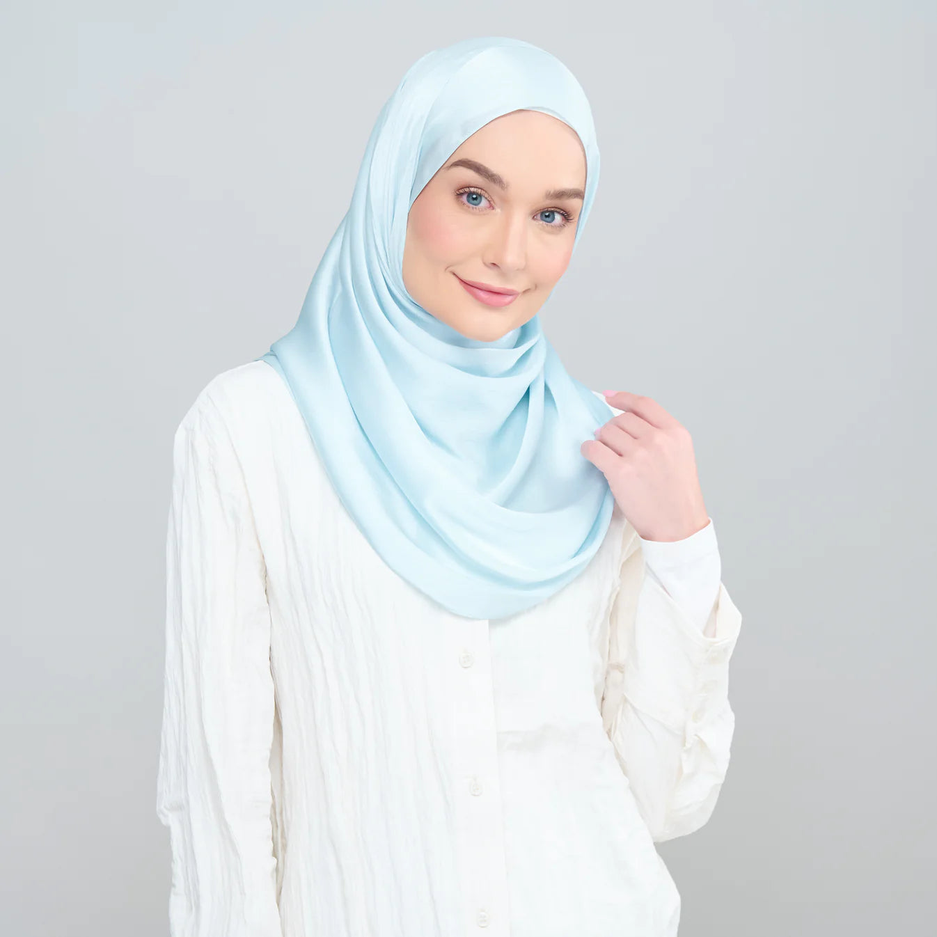 Medina Silk Shawl in Baby Blue