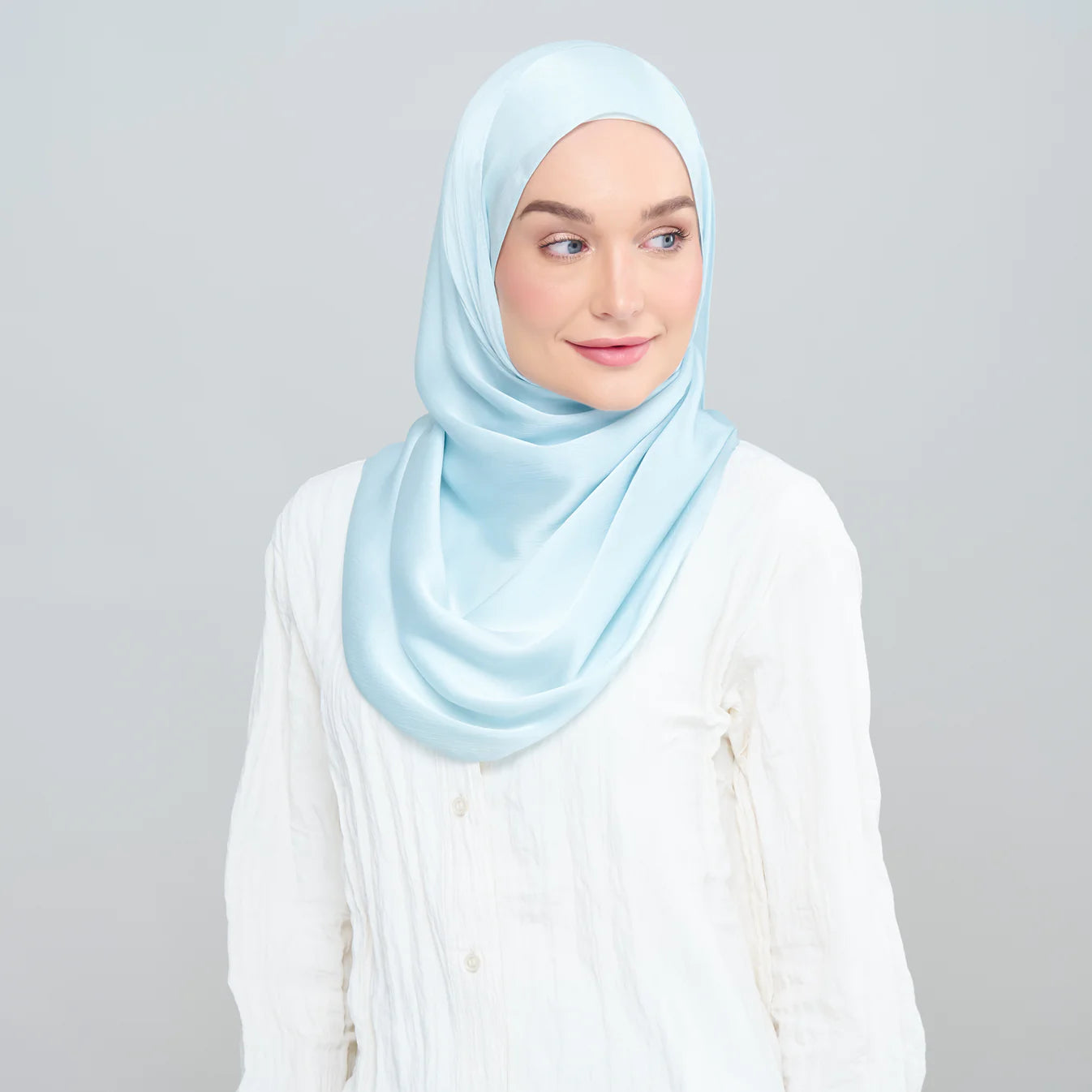 Medina Silk Shawl in Baby Blue