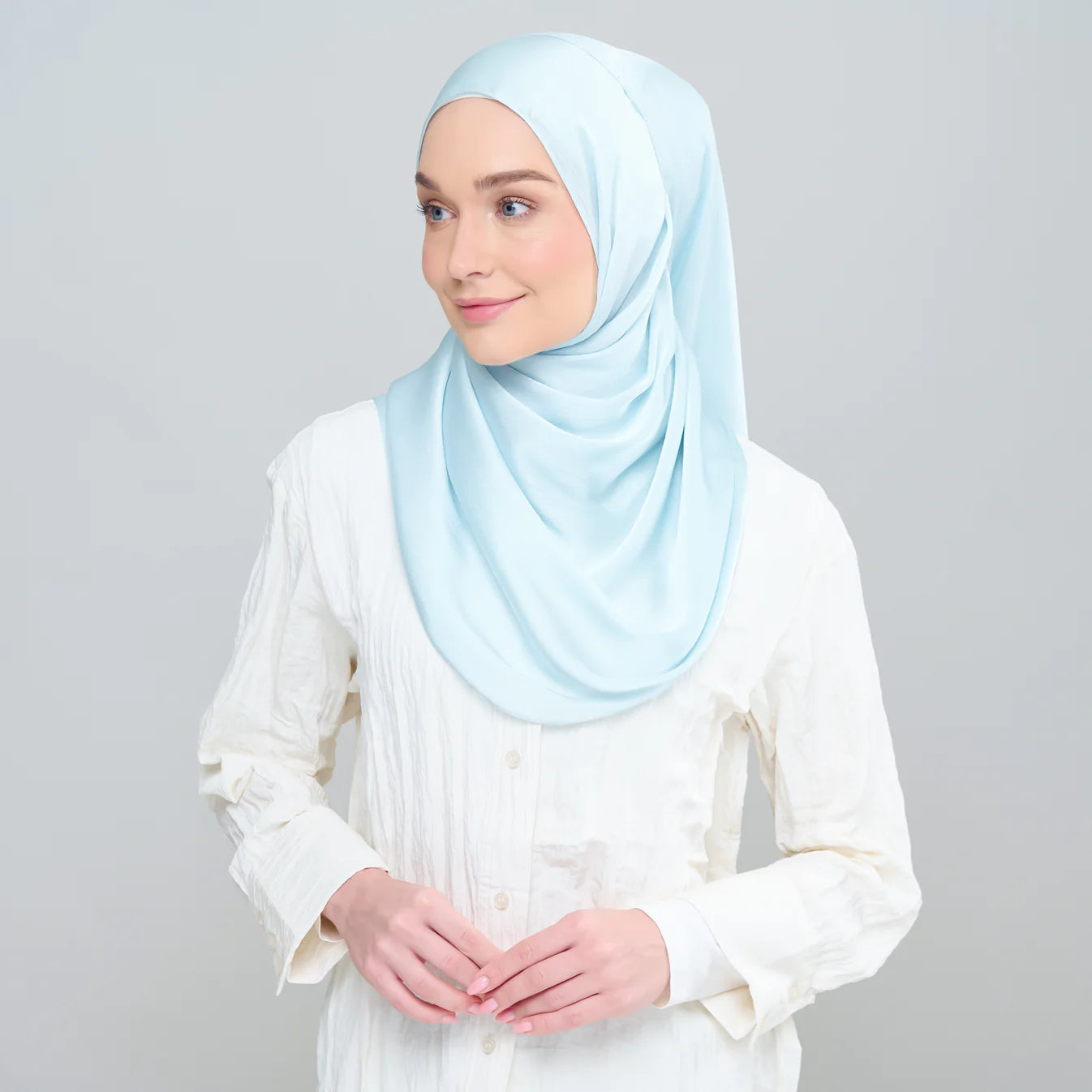Medina Silk Shawl in Baby Blue