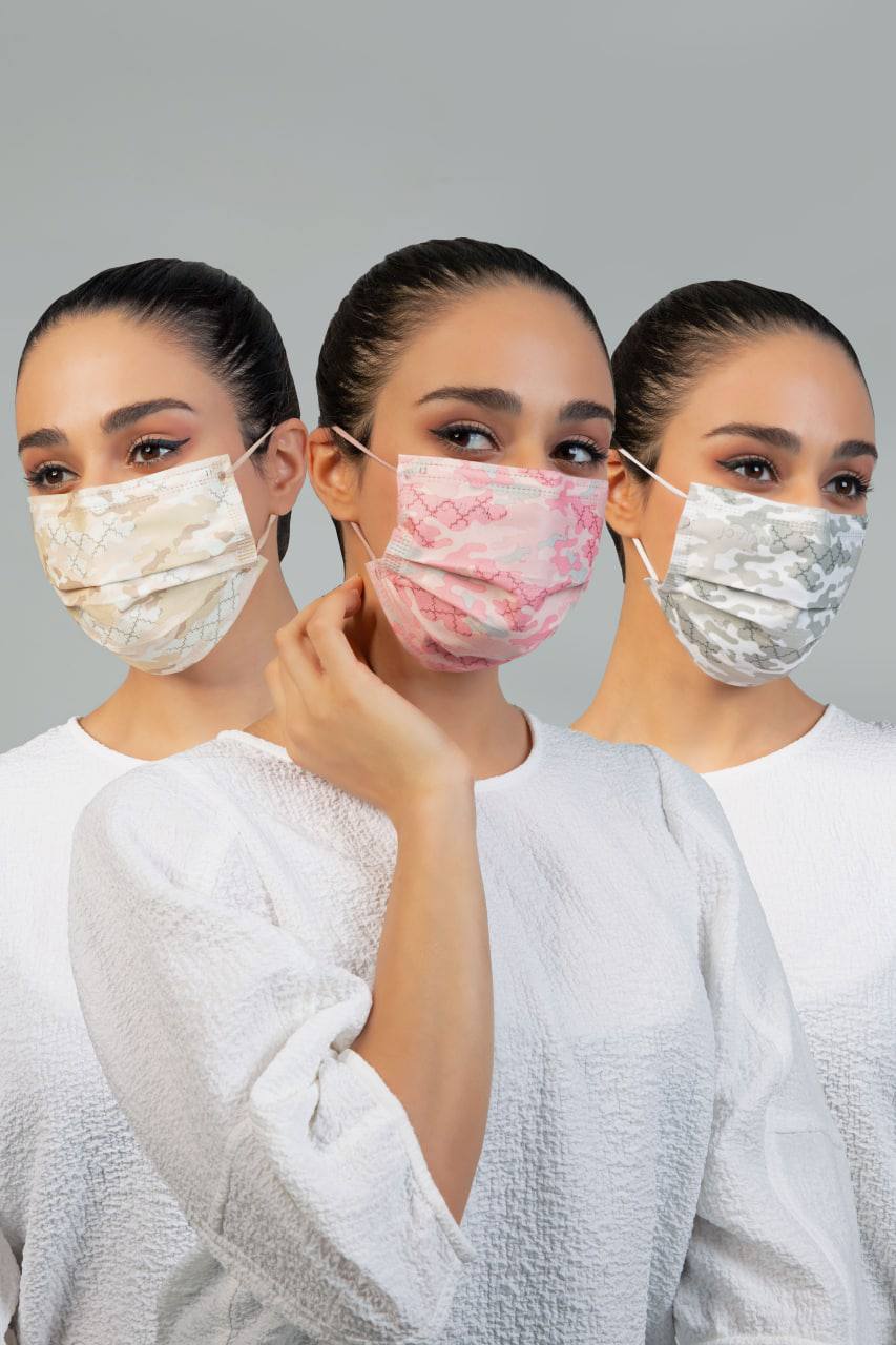 Earloop 3-Ply Mask in Camo Pastel