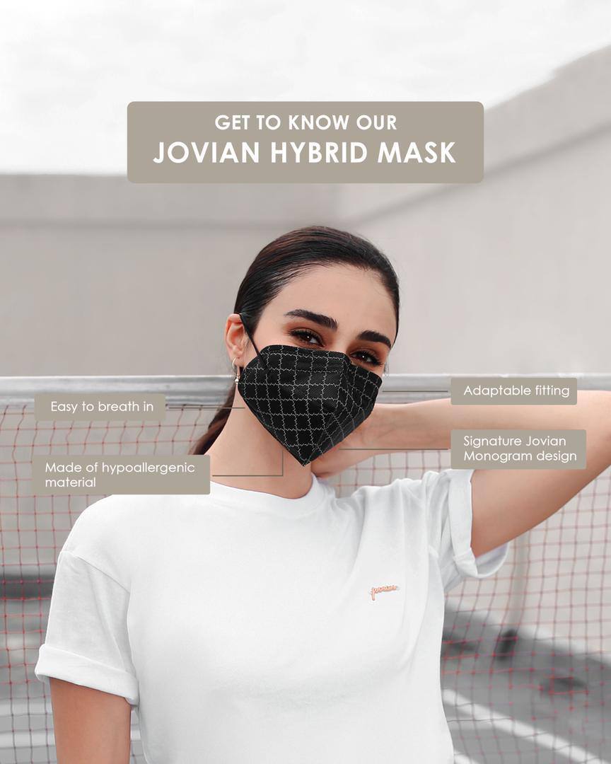 Earloop Hybrid Mask in Black Monogram