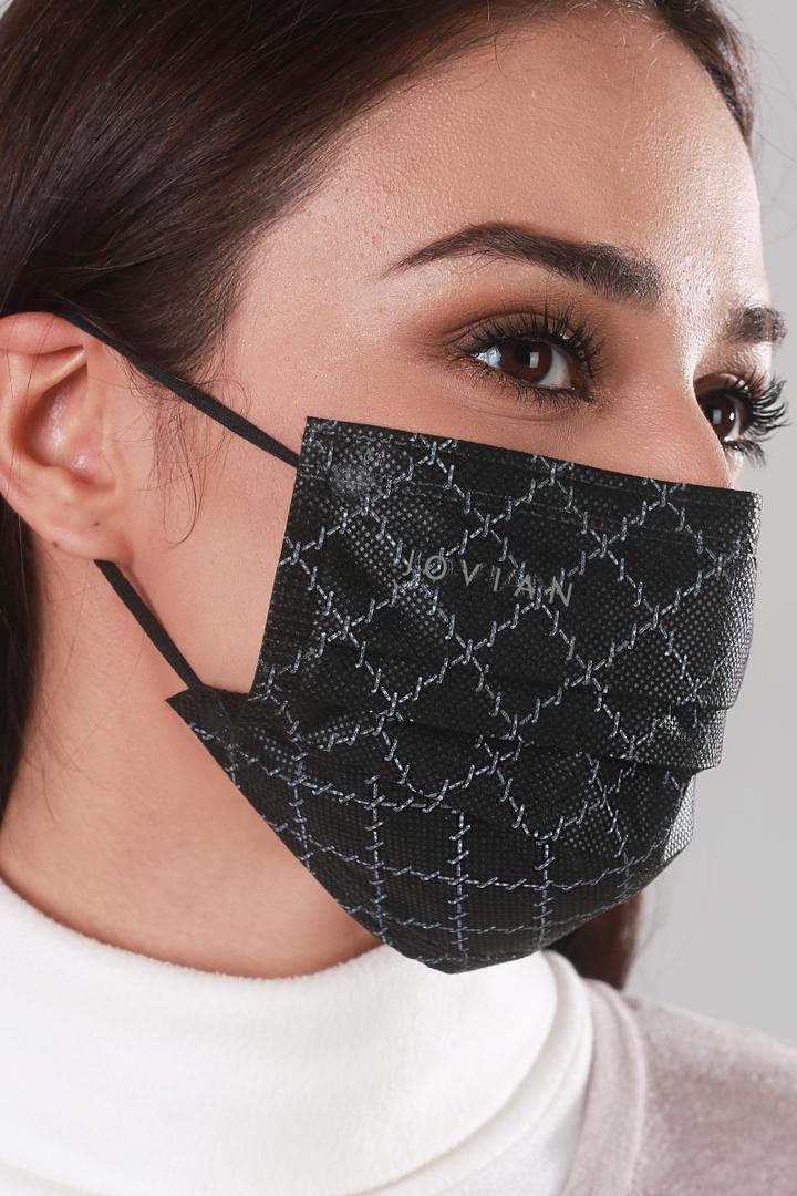 Earloop 3-Ply Mask in Black Monogram