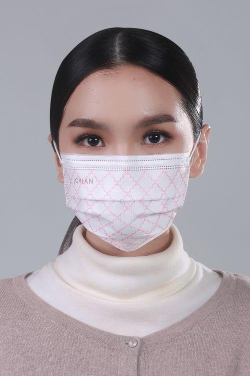 Earloop 3-Ply Mask in White Pink