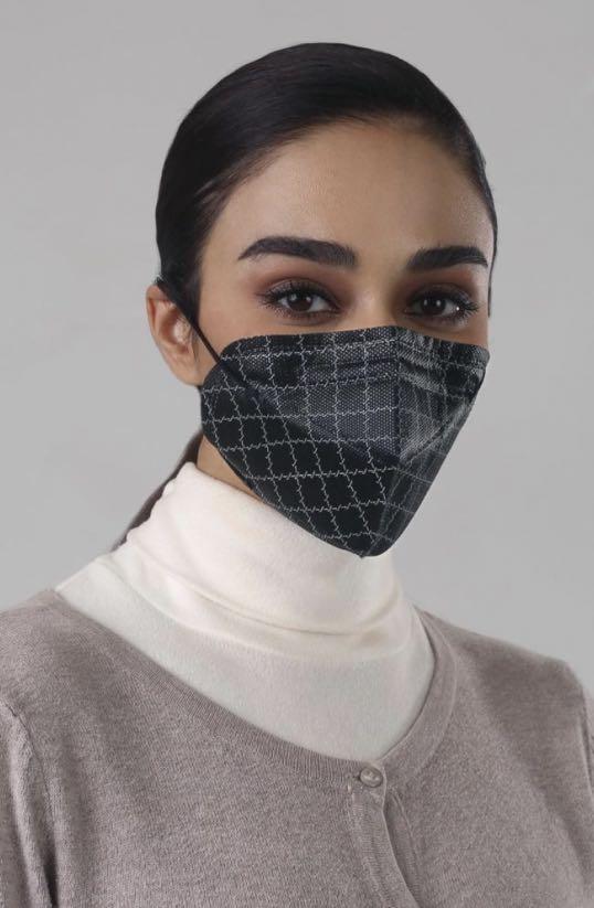 Earloop Hybrid Mask in Black Monogram