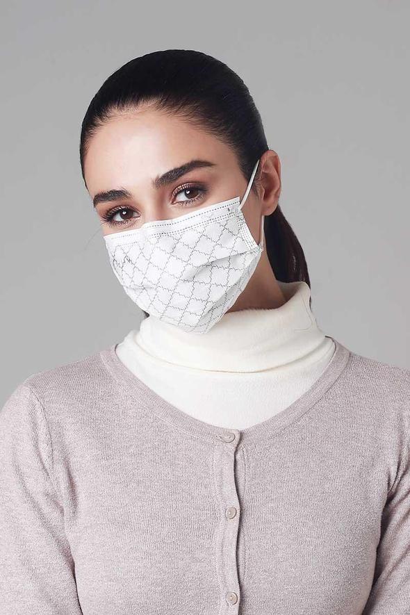 Earloop 3-Ply Mask in White Monogram