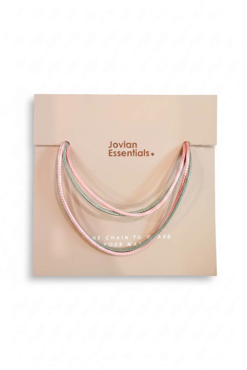 Leather Mask String in Pink Grey