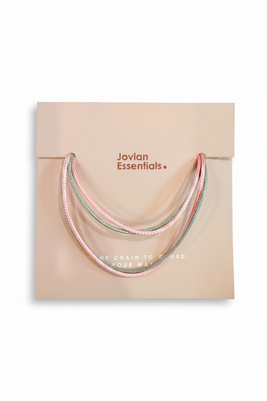 Leather Mask String in Pink Grey