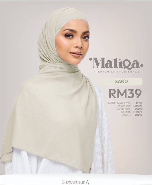 Maliqa Premium Chiffon Shawl in Sand