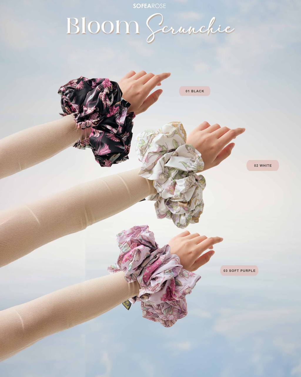 Poof & Bloom Scrunchie in White