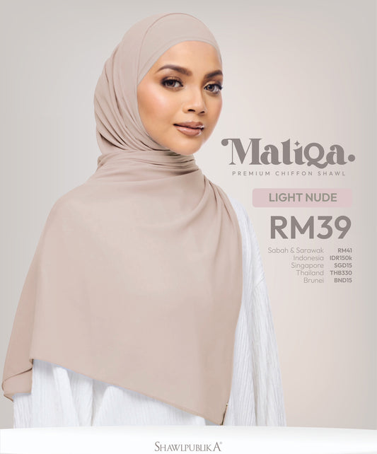 Maliqa Premium Chiffon Shawl in Light Nude