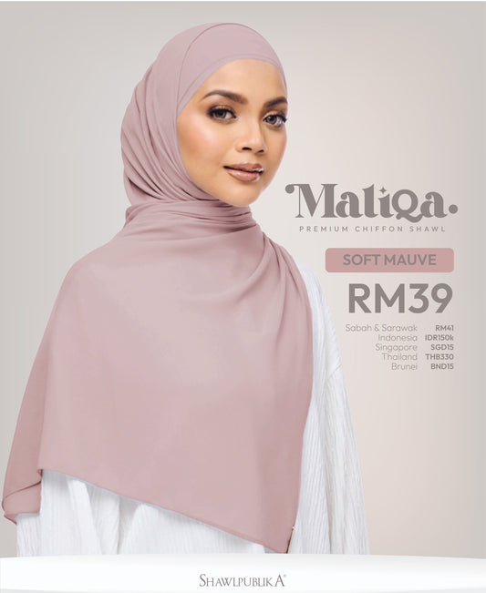 Maliqa Premium Chiffon Shawl in Soft Mauve