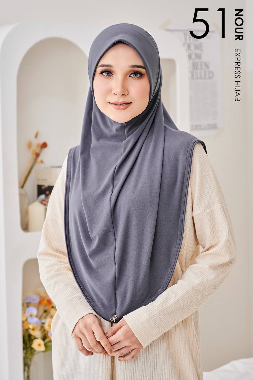 Nour Express Hijab in Steel Blue