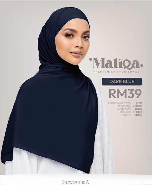 Maliqa Premium Chiffon Shawl in Dark Blue