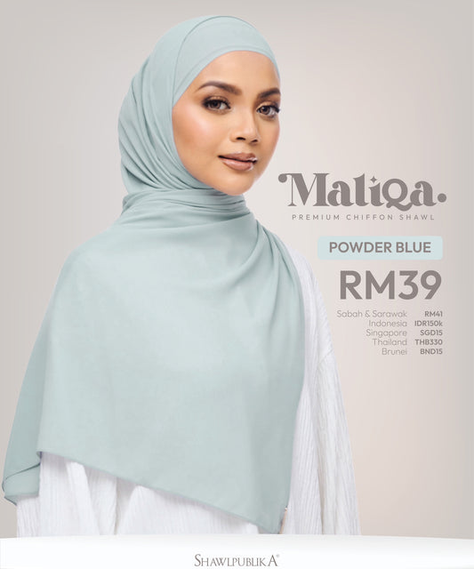 Maliqa Premium Chiffon Shawl in Powder Blue