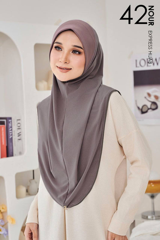 Nour Express Hijab in Purple Grey