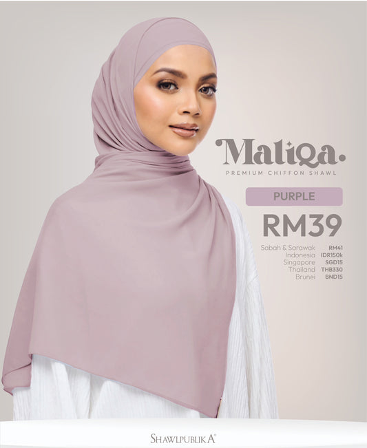 Maliqa Premium Chiffon Shawl in Purple