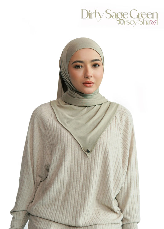 Jersey Essential Shawl in Dirty Sage