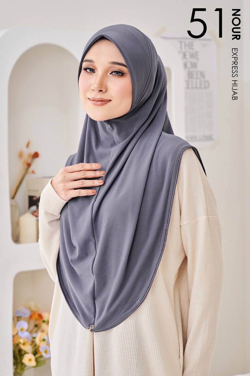 Nour Express Hijab in Steel Blue