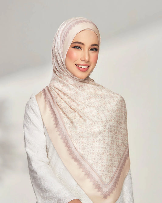 Maryam in Neutral Satin Shawl
