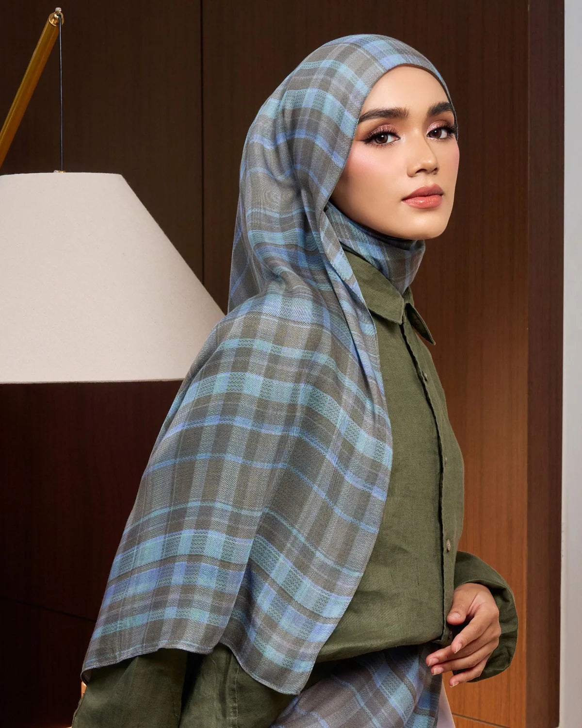 Plaid in Mono Modal Shawl