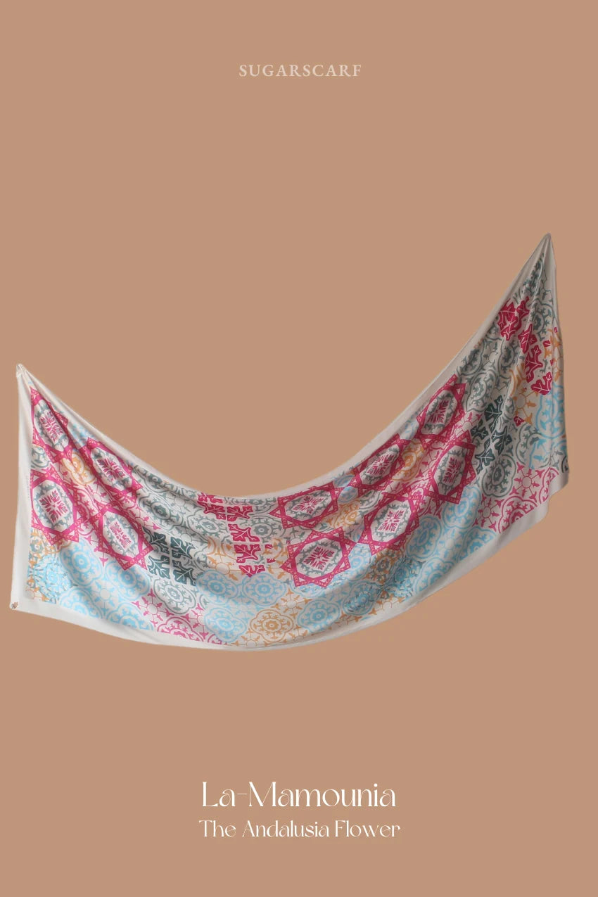 Andalusia Flower Wide Pleated Shawl In La Mamounia