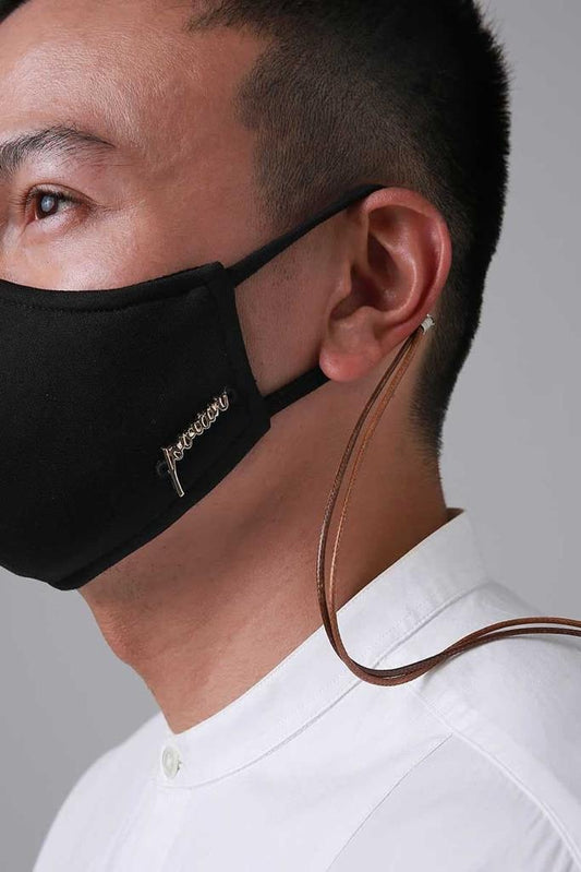 Leather Mask String in Coffee Brown
