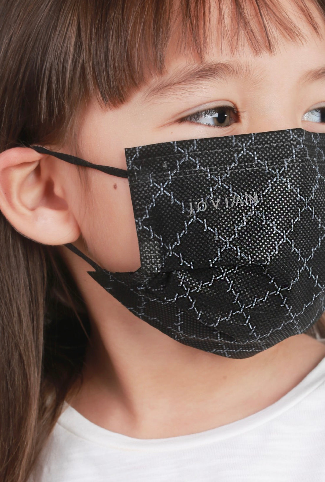 Earloop 3-Ply Mask in Black Monogram for Kids