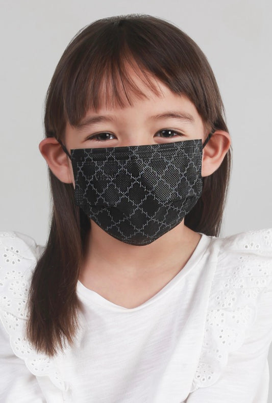 Earloop 3-Ply Mask in Black Monogram for Kids