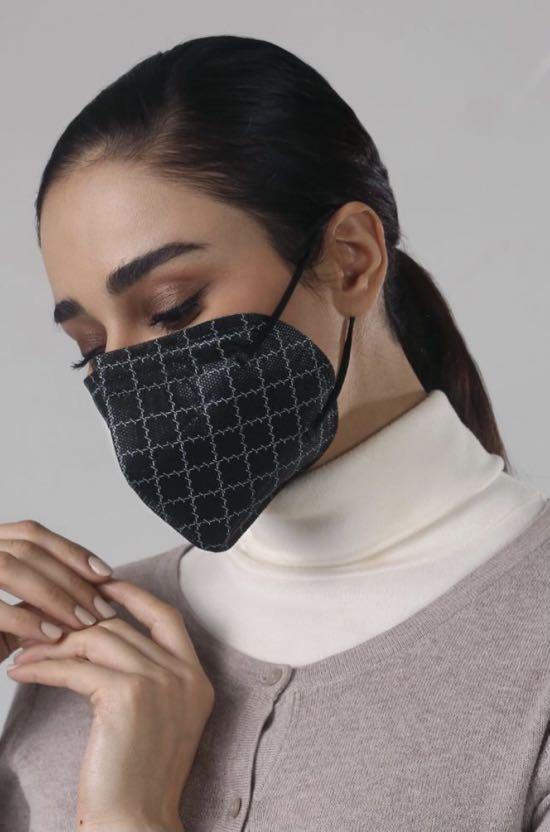 Earloop Hybrid Mask in Black Monogram