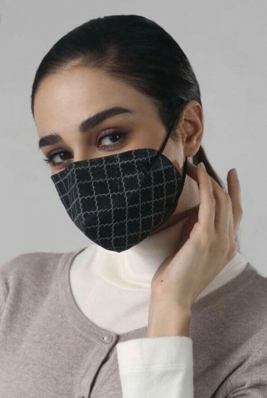 Earloop Hybrid Mask in Black Monogram