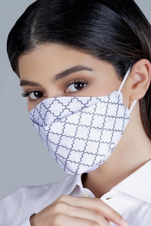 KF94 Earloop Face Mask in White Monogram