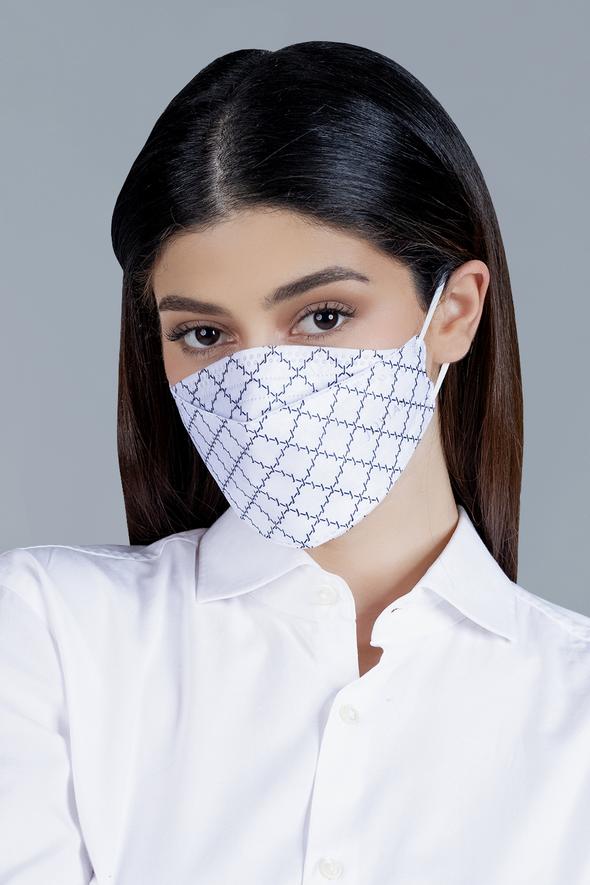 KF94 Earloop Face Mask in White Monogram